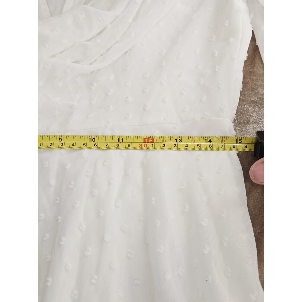 Selfie Leslie Hand In Mine Indie Mini Dress L Boho Ruffle Sleeve White Mint Casu - Picture 10 of 13